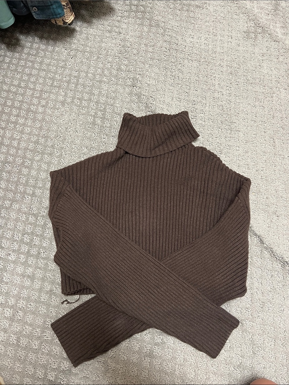 Women's Brown Ribbed Turtleneck Sweater